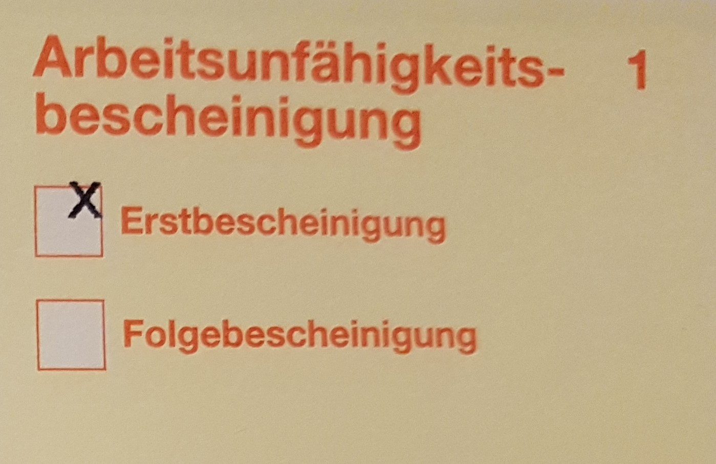 Bild einer Arbeitsunfähigkeitsbescheinigung