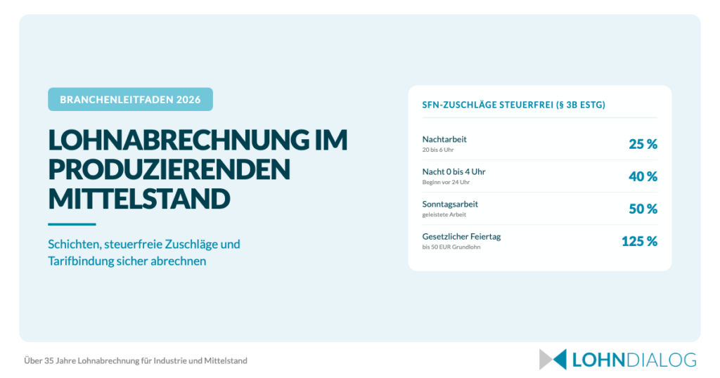 Lohnabrechnung im produzierenden Mittelstand: Schichten und steuerfreie Zuschläge sicher abrechnen